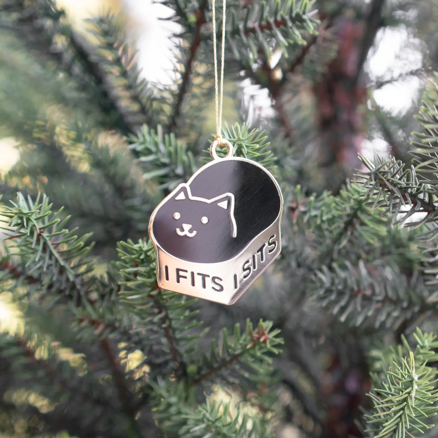 Everyday Olive I Fits I Sits Enamel Cat Ornament