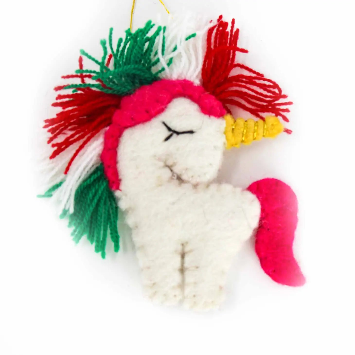 Hand-Felted Christmas Unicorn Ornament