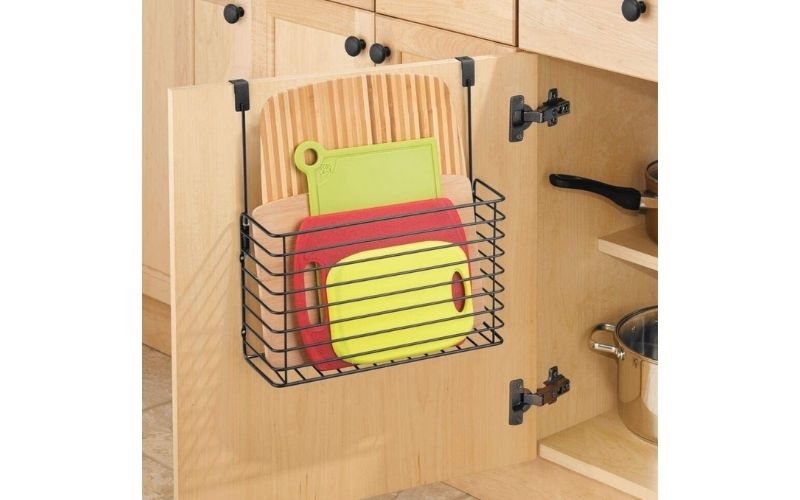 mDesign Metal Over Cabinet Kitchen Storage Organizer Holder or Basket