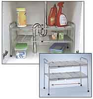 Surpahs 2 Tier Under Sink Expandable Shelf Organizer Storage Rack Silver