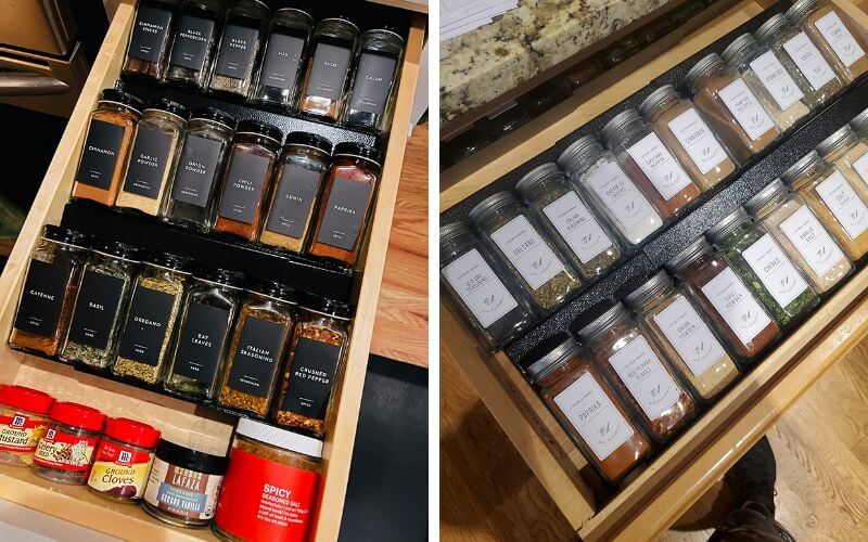 NIUBEE Spice Drawer Organizer, 4Tier Clear Acrylic Expandable From 13 to  26 Seasoning Jars Drawer Insert, Kitchen Drawer Spice Rack Tray for Cabinet/Countertop  (Jars Not Included) 