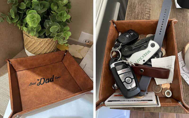 Best Dad Ever Leather Valet Tray