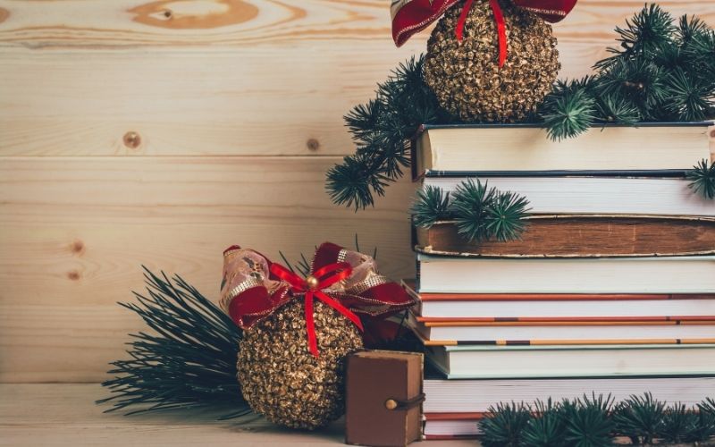 Books as Christmas decorations