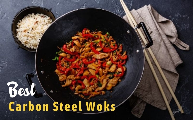 Carbon Steel Wok with Lid and Wooden Spatula, 12.5 Inch Flat Bottom Wok Pan  for Gas, Electric, and Induction Stoves, Heat-Resistant Handle and Glass  Lid with Stand, Versatile Stir Fry Pan