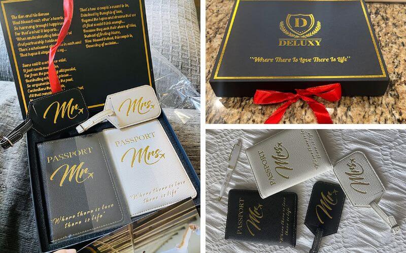 DELUXY Mr. And Mrs. Luggage Tags And Passport Holder Set