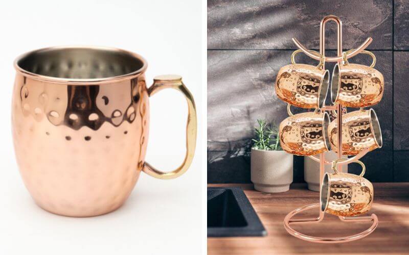 Kitchen Science Stainless Steel Lined Copper Mugs Gift Set