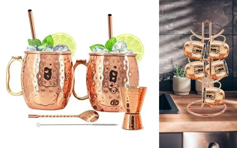 Kitchen Science Stainless Steel Lined Moscow Mule Copper Mug Gift Set (Set Of 2)