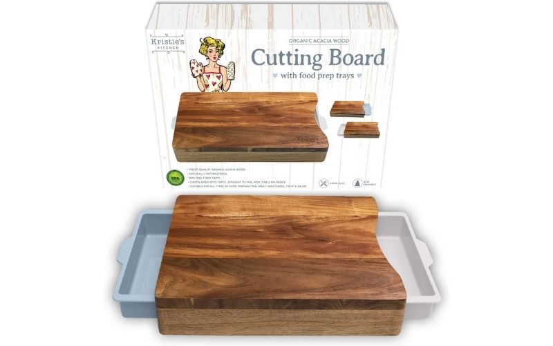 Expandable Bamboo Cutting Board Set with Trays and LIDS for Kitchen Juice  Trough Environmentally Friendly Cutting Board