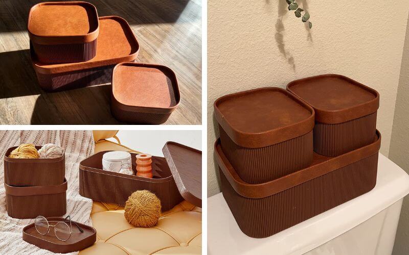 La Jolie Muse Locronan Chocolate Brown Storage Baskets (Set Of 3)