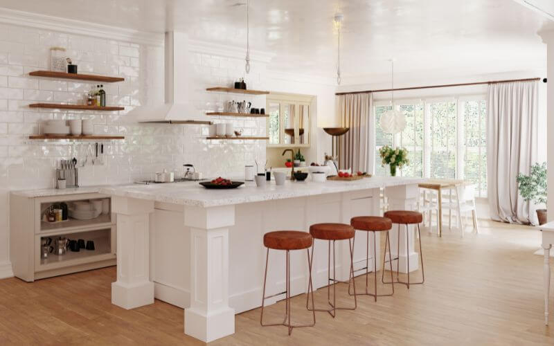Modern kitchen with open shelving