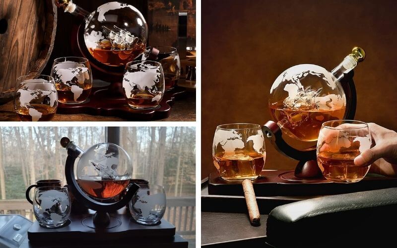 Oaksea Globe Whiskey Decanter Set