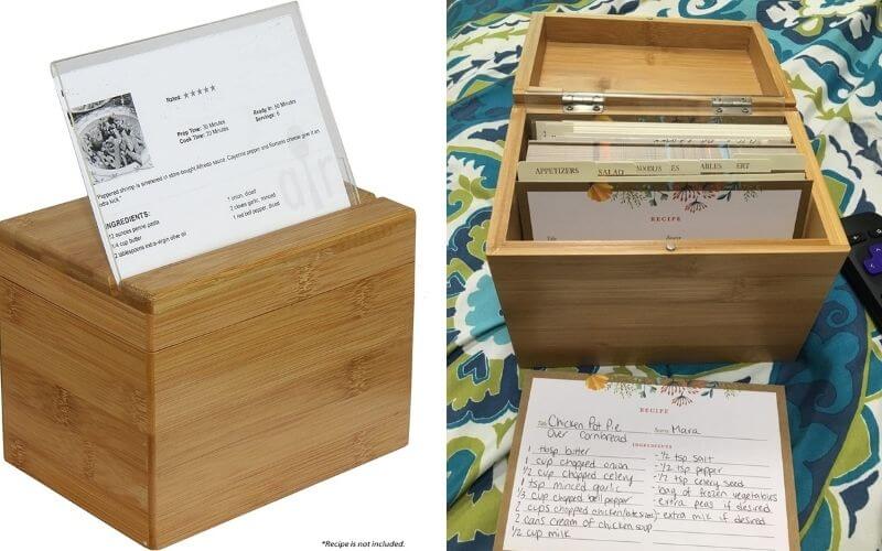 Oceanstar Bamboo Recipe Box With Divider