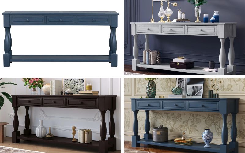 Overstock Console Table With Drawers And Shelf