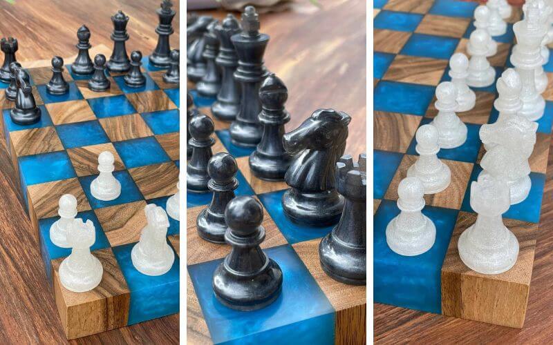 PauKWood Wood And Epoxy Resin Chess Game Set