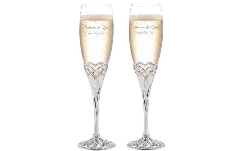 Personalized Infinity Heart Champagne Flute Set