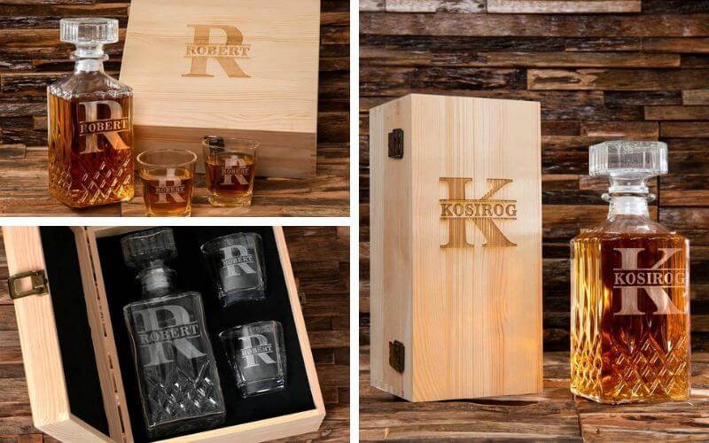 Sun Fay Studio Co Personalized Whiskey Decanter Set With Wood Box