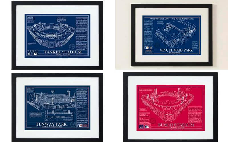 Uncommon Goods MLB Stadium Team Color Blueprint