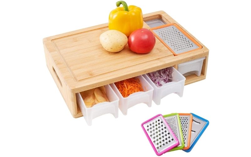 WORTHYEAH Bamboo Cutting Board With Trays