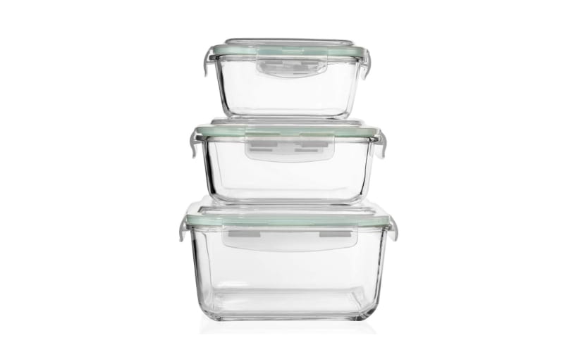 Razab HomeGoods Extra Large Glass Food Storage Containers with Airtight Lid  6 Pc [3 containers with lids] Microwave/Oven/Freezer & Dishwasher