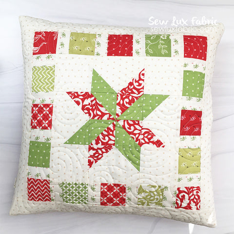 Red & Green Festive Star Christmas Pillow