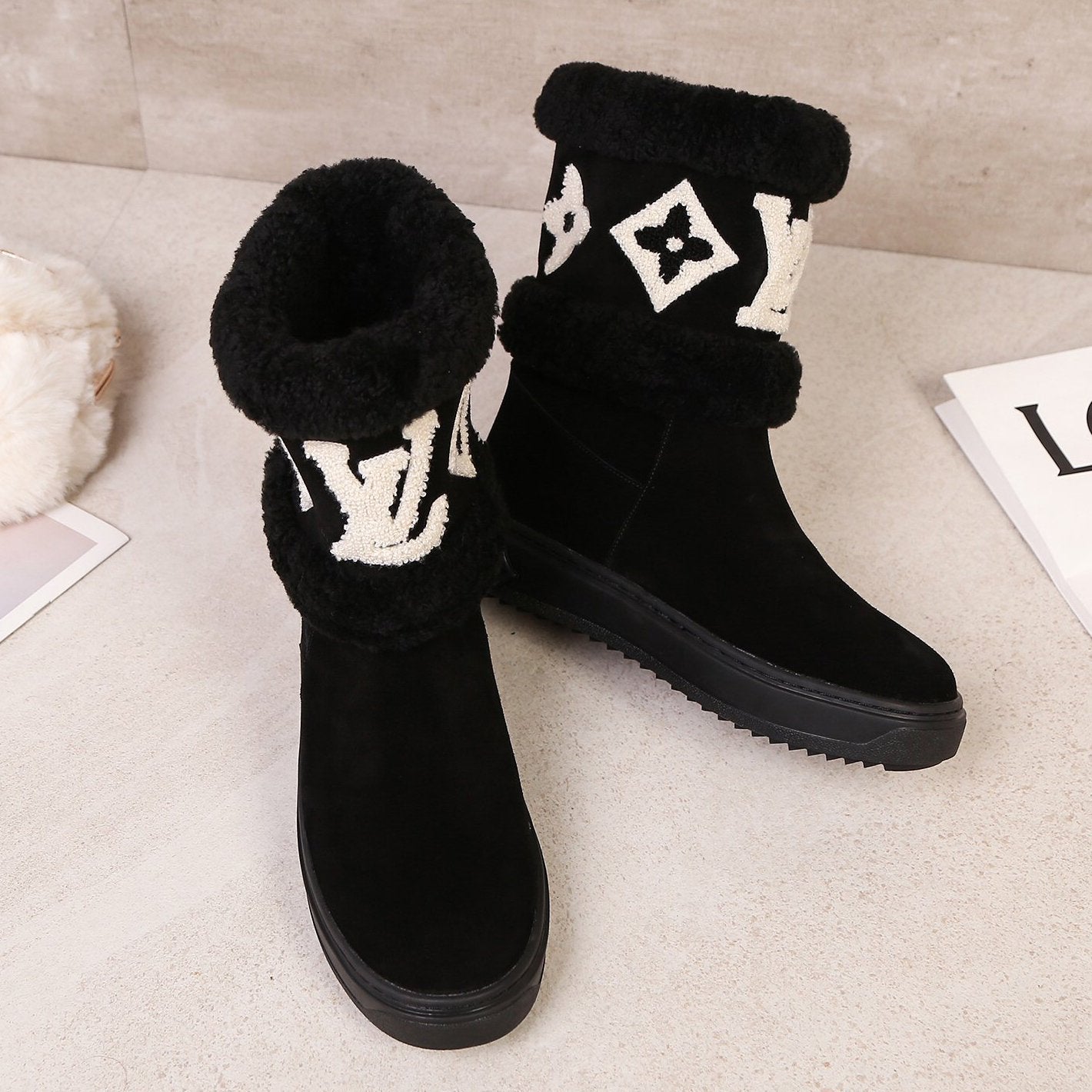 Louis Vuitton LV Fashion Classics Plush High Top Boots Shoes