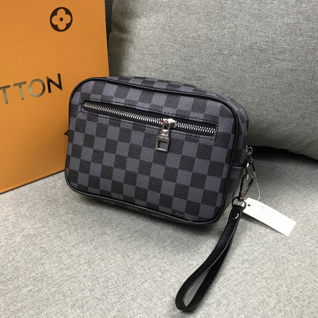 Louis Vuitton LV Classic Leather Print Clutch Bag Wristlet Handb