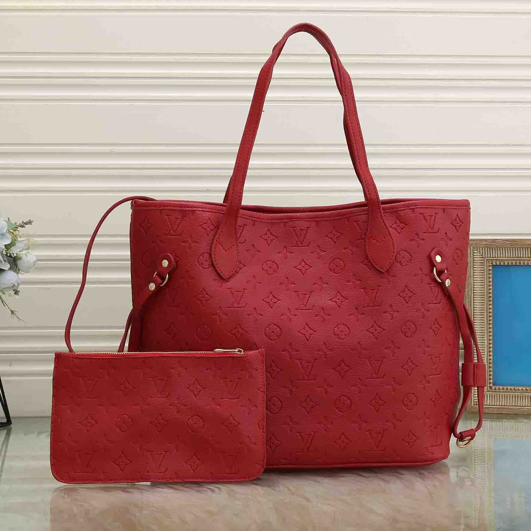 Louis Vuitton LV Fashion Leather Handbag Satchel Tote Two Piece 