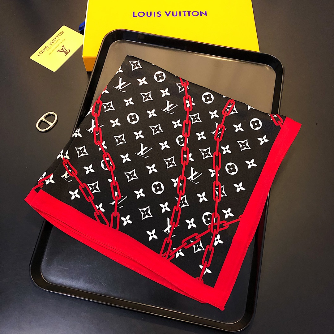 LV Louis Vuitton Women Kerchief Shawl Silk Scarf