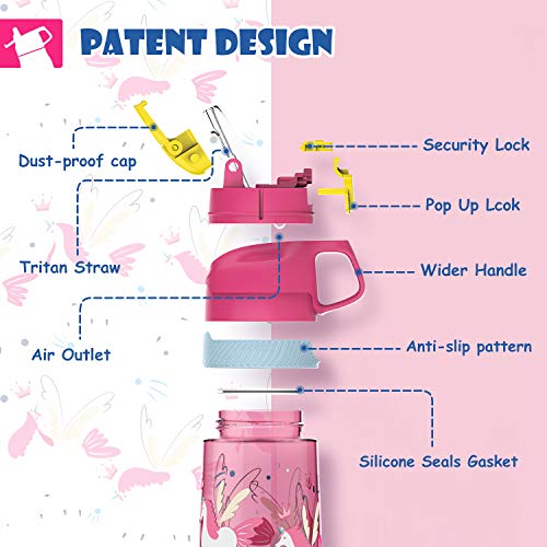 Sportee Toddler Water Bottle with Handle, Girl — 12m+, 2ct