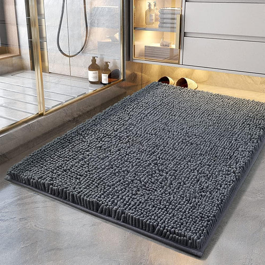 SIXHOME Grey Bathroom Rugs Ultra Thin Rubber Non Slip Bath Mat