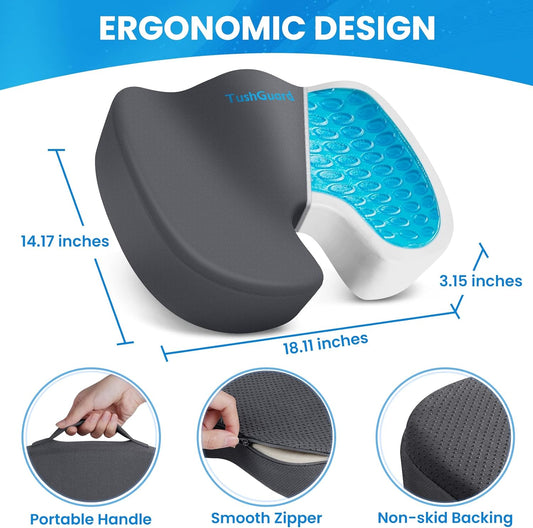 Seat Cushion - TushGuard Cushion for Office Chair Memory Foam