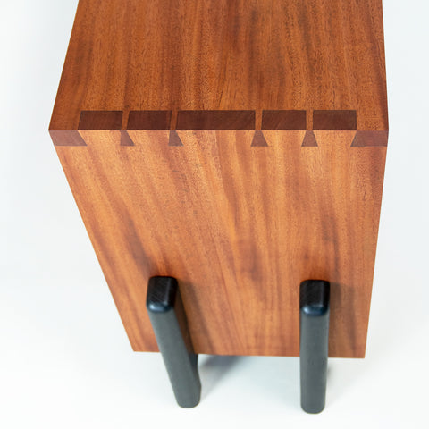 Detail of the dovetails that hold the console frame together