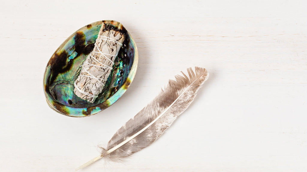 White Sage Smudge Stick In Abalone Shell