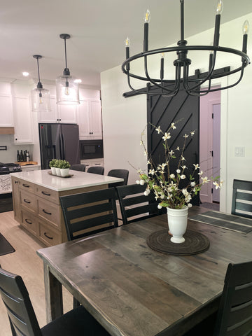 Kitchen table with fresh greenery