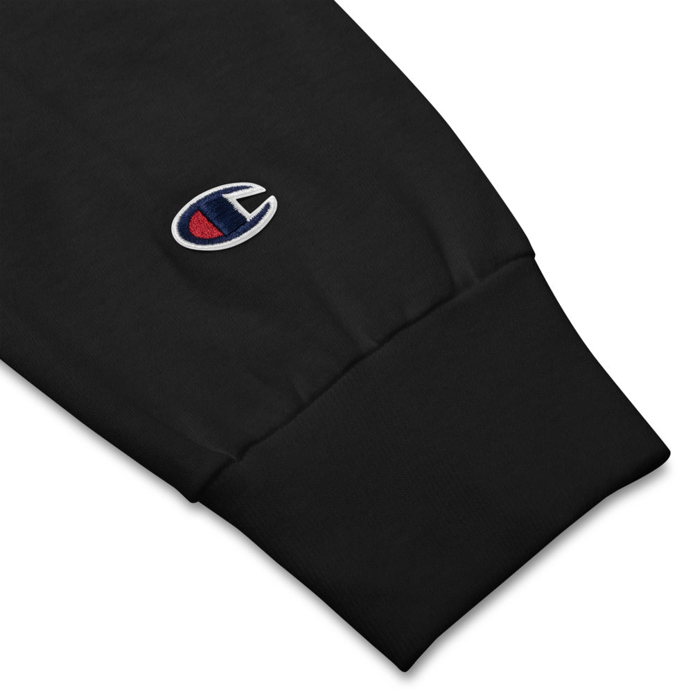 champion logo on sleeve