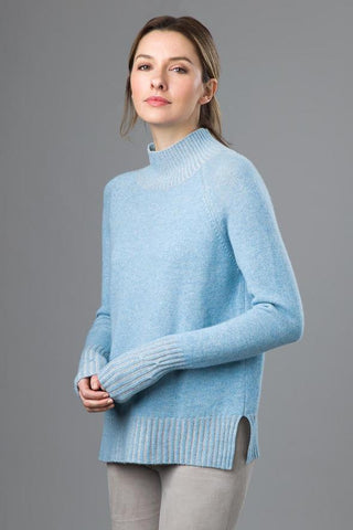 Plaited T-Neck Sweater by Kinross Cashmere