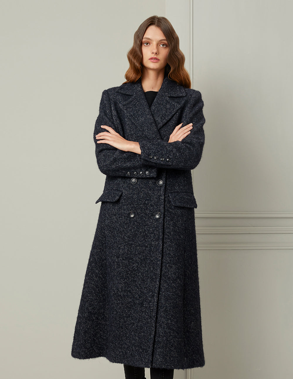 L'Or Wide Lapel Long Coat  charcoalanuans