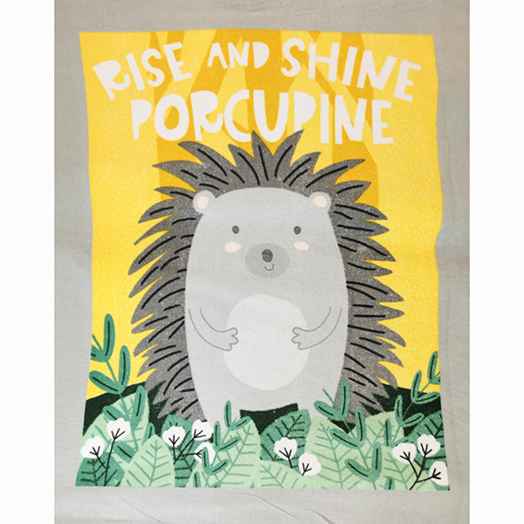 48 Wide Rise & Shine Porcupine No Sew Fleece Blanket