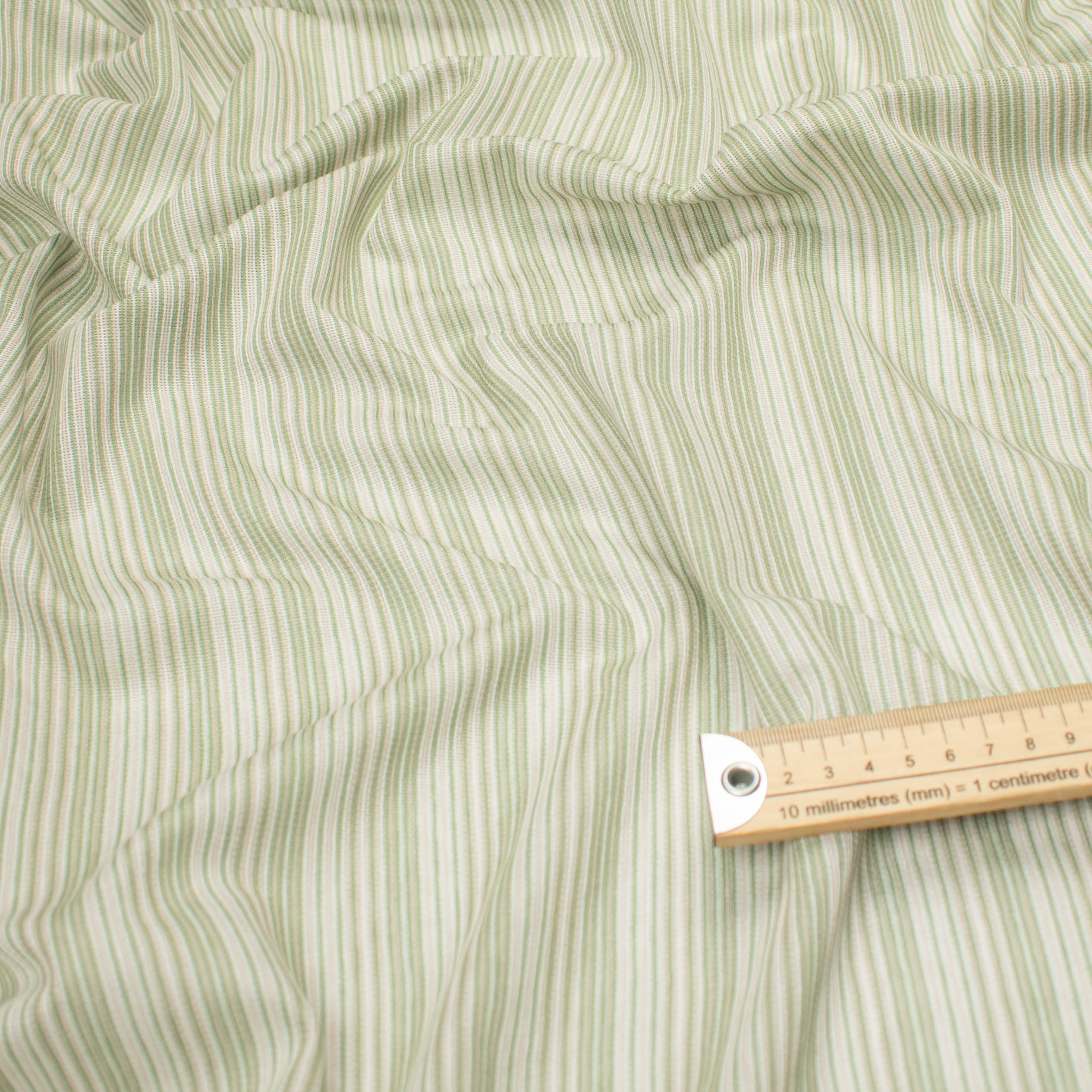 Printed Knits Design-199 Green & Beige Stripes – Homecraft Textiles