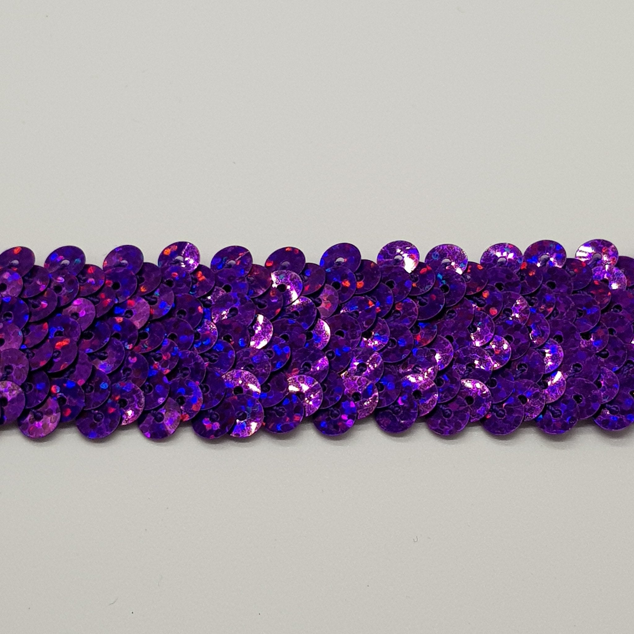 Sequin Trim Stretch 30mm - Purple