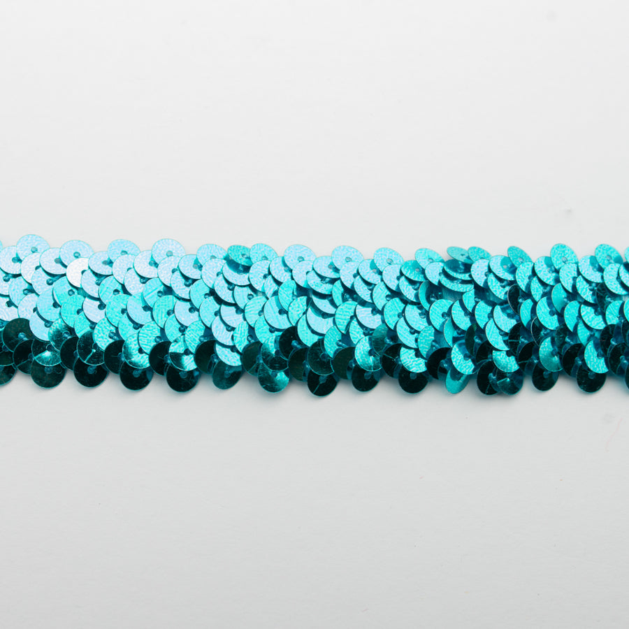 Teal/Green Stretch Sequin Trim - 1