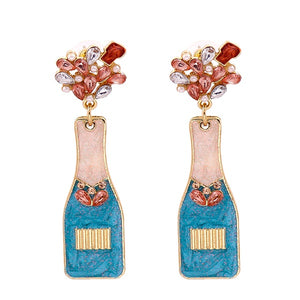 Blue Popping Champagne Earrings