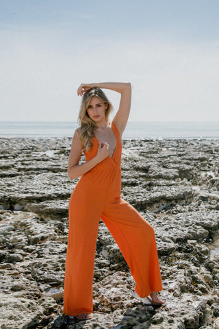 orange recycled jumpsuit