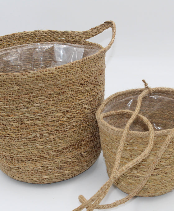 Natural Woven Lined Planter Image 2
