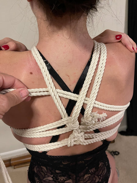 Hishi shibari body harness tie