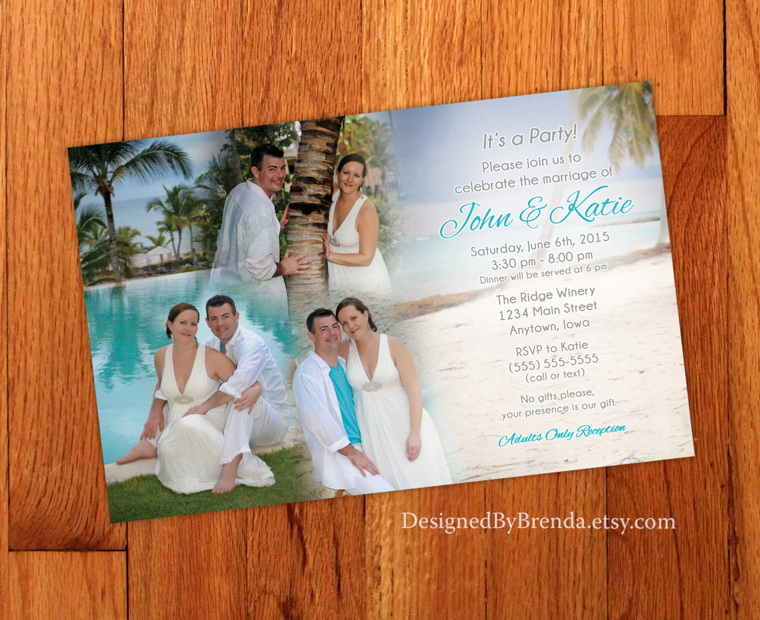 Blended Photo Collage Destination Wedding Invitation Designed By