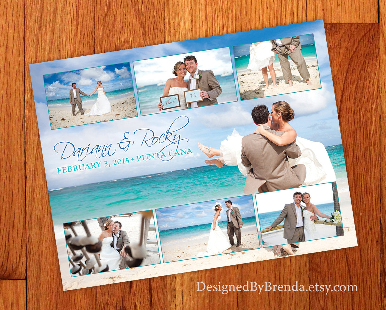 Wedding Thank You Card With Multiple Picture Collage Designed By