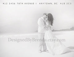Modern Wedding Thank You with Large Photo on Grey & White Background