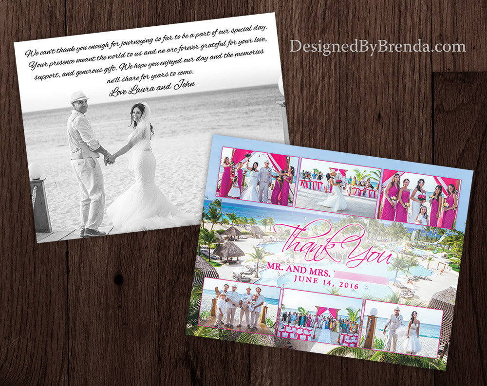 Wedding Thank You Card With Multiple Picture Collage Designed By