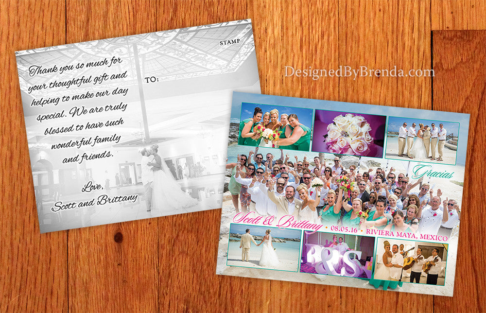 Wedding Thank You Card With Multiple Picture Collage Designed By